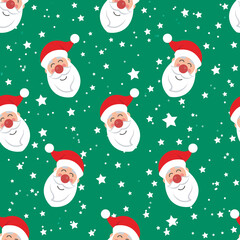 Christmas seamless pattern, vector background, Santa Claus with gifts