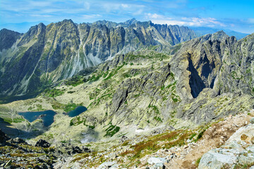Tatra Mountains in Slovakia and lake, beautiful mountain landscape