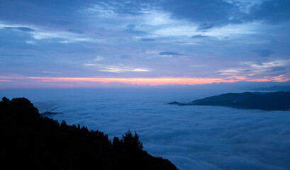 sunset over the fogs