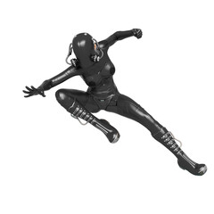 cyber soldier female is falling