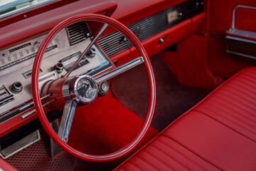 red retro car interior design