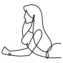 woman resting in the floor, continuous line style