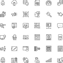 internet vector icon set such as: indicator, golden, look, calculation, exchange, coin, bandwidth, finger, grid, streaming, hosting, view, star, behavioral, network safe box, agreement, adaptable