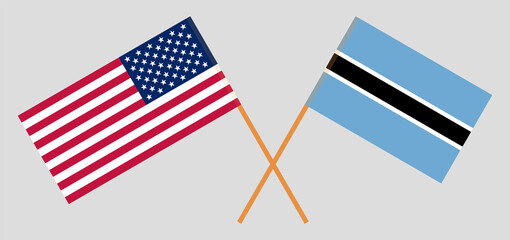 Crossed flags of Botswana and the USA