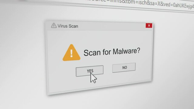 Mouse Cursor Clicking "Yes" Button on Scan Malware Dialog Box

