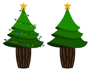 Vector illustration. Festive decorations. Christmas tree.