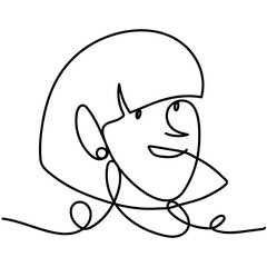 woman wearing earring profile continuous line, isolated design