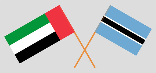 Crossed flags of Botswana and the United Arab Emirates