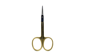 golden color nose hair scissors on white background