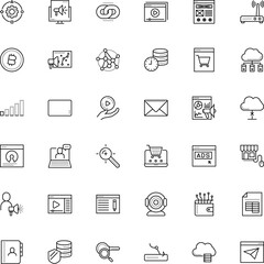 internet vector icon set such as: charge, bit, broadcast, trade, web design, knowledge, corporate, program, organization, note, letter, antenna, hyperlink, productivity, homepage, ad, upload