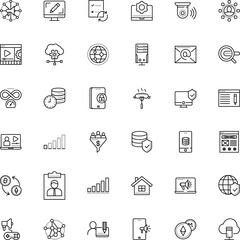 internet vector icon set such as: sound, affiliate, grid, round, film, graph, monitoring, games, ux, designer, fat, spy, home, address, interview, in-game advertising, stroke, base, restaurant