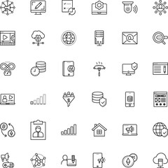 internet vector icon set such as: sound, affiliate, grid, round, film, graph, monitoring, games, ux, designer, fat, spy, home, address, interview, in-game advertising, stroke, base, restaurant