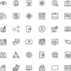 internet vector icon set such as: report, lecture, elearning, pattern, contract, layout, economy, newsletter, sales, code, volume, text, blended, production, exchange, ppc, logicality, star