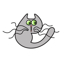 Cute fancy cat with long mustache.
Funny pet.
Vector isolated on white background.
