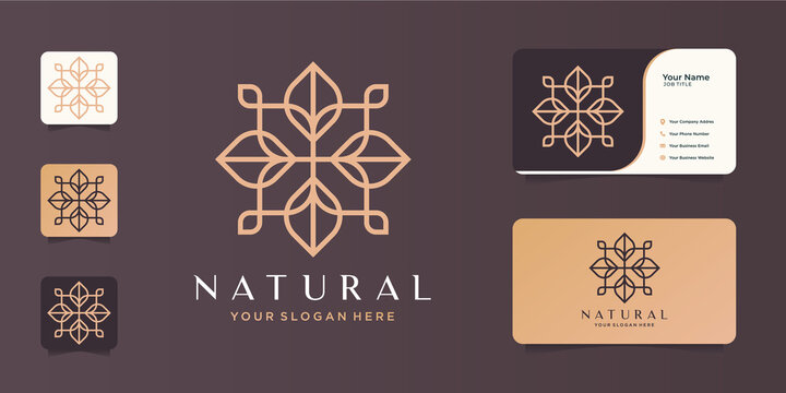 Minimalist abstract nature line art beauty,fashion,rose,cosmetic and business card.Premium Vector