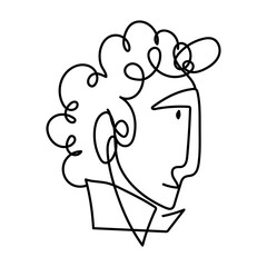 profile face young man continuous line, isolated design