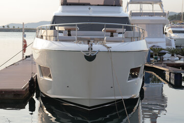 Marine station Port of Sochi, Krasnodar Krai, Russia, boats and yachts at the pier, luxury yacht in...