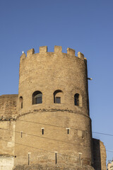 San Paolo Gate (Porta San Paolo) - southern gate in 3rd-century Rome Aurelian Walls. Via Ostiense Museum (Museo della Via Ostiense) housed within the gatehouse. Rome. Italy.