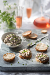 Smoked Mackerel Pate with Bread and Herbs. Rose Wine Pairing