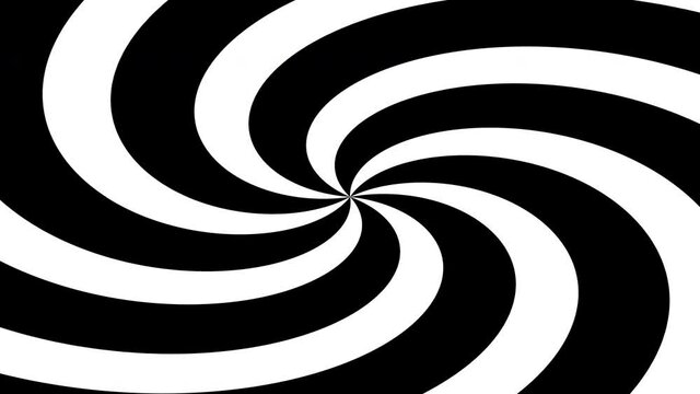 Abstract spinning spiral background, black and white animation