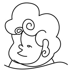 little boy with curly hair, continuous line style