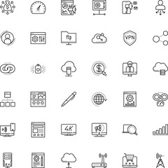 internet vector icon set such as: adjustable, travel, ppc, upload, tutorial, menu, decline, profile, pen, close, find, synchronization, sourcing, platform, experience, protect, campaign, fuel