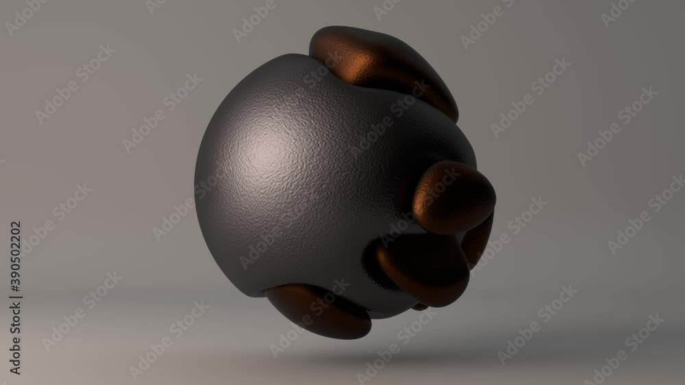 Poster abstract 3d animation of amorphous metal shapes that interact with each other creating fantastic sha