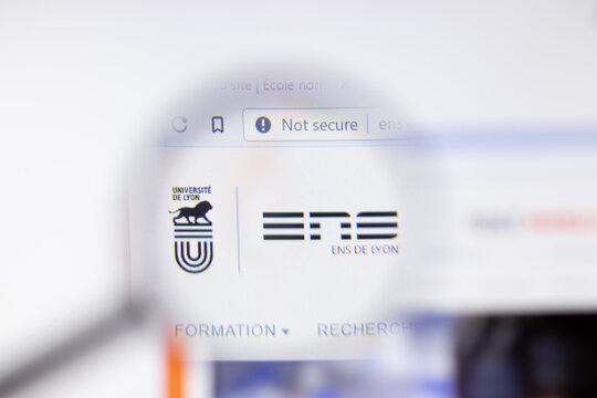 Los Angeles, California, USA - 7 March 2020: Ecole Normale Superieure de Lyon website homepage logo visible on display close-up, Illustrative Editorial