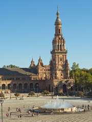 Plaza de España architectural ensemble within the Maria Luisa park of the city of Seville, Spain