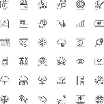 internet vector icon set such as: circuit, download, machine, cart, financial, no, online promotion, direction, collaboration, control, padlock, badge, lens, develop, affiliate, support, license