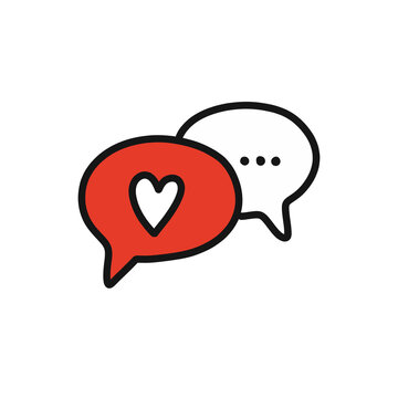love chat doodle icon, vector color illustration