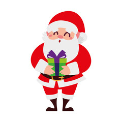 christmas santa claus with green gift cartoon character