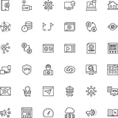 internet vector icon set such as: metric, test, slider, arrow, person, state, college, community, call, digital technology network, peer, blue, sign symbol-live video, authentication, tab, choice