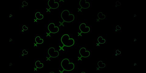 Dark Green vector pattern with feminism elements.