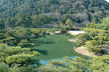 Fototapeta na wymiar Ritsurin park in Kagawa, Japan