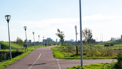 A bike path to the city in Nijmegen, the Netherlands