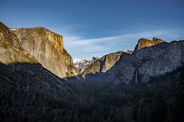 Alpenglow on El Capitan at Yosemite National Park from Tunnel View