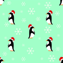 penguin icon in christmas hat, arctic animal, vector illustration