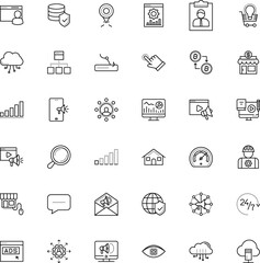 internet vector icon set such as: door, usability, smart, shape, day, silhouette, quality, antivirus, label, cyber, analyzing, tag, monitoring, knowledge, equipment, time, place, sales, finger