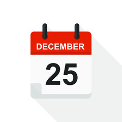 calendar icon, christmas day, vector illustration