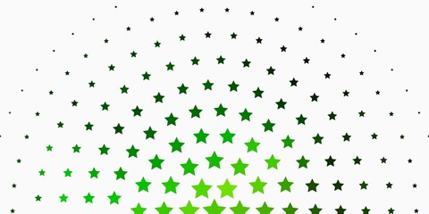 Light Green vector background with colorful stars.