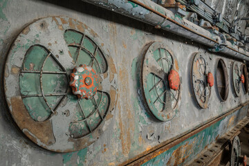 detail of a historic ships diesel engine