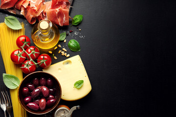 Italian food background with food