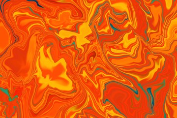 Obraz premium Liquid Abstract Fluid vibrant paint colors marbeling swirls of paints and inks of Deep dark and bright artistic colors, green, brown, red, orange, blue, cerise, purple