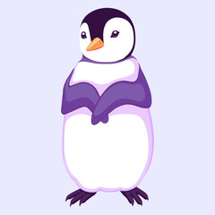 Purple penguin on a light blue background