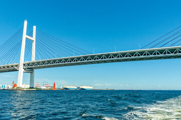 Fototapeta na wymiar Yokohama bay bridge in Kanagawa, Japan