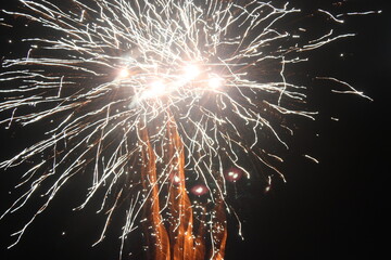 Close up of Gold and Silver Fireworks