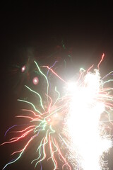 Red, Green, and Golden Firework Display