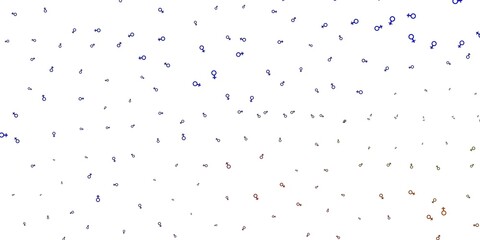 Light Blue, Yellow vector backdrop with woman's power symbols.