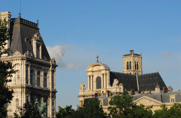 France- Paris- Architecture of the City Hall and Cathedral